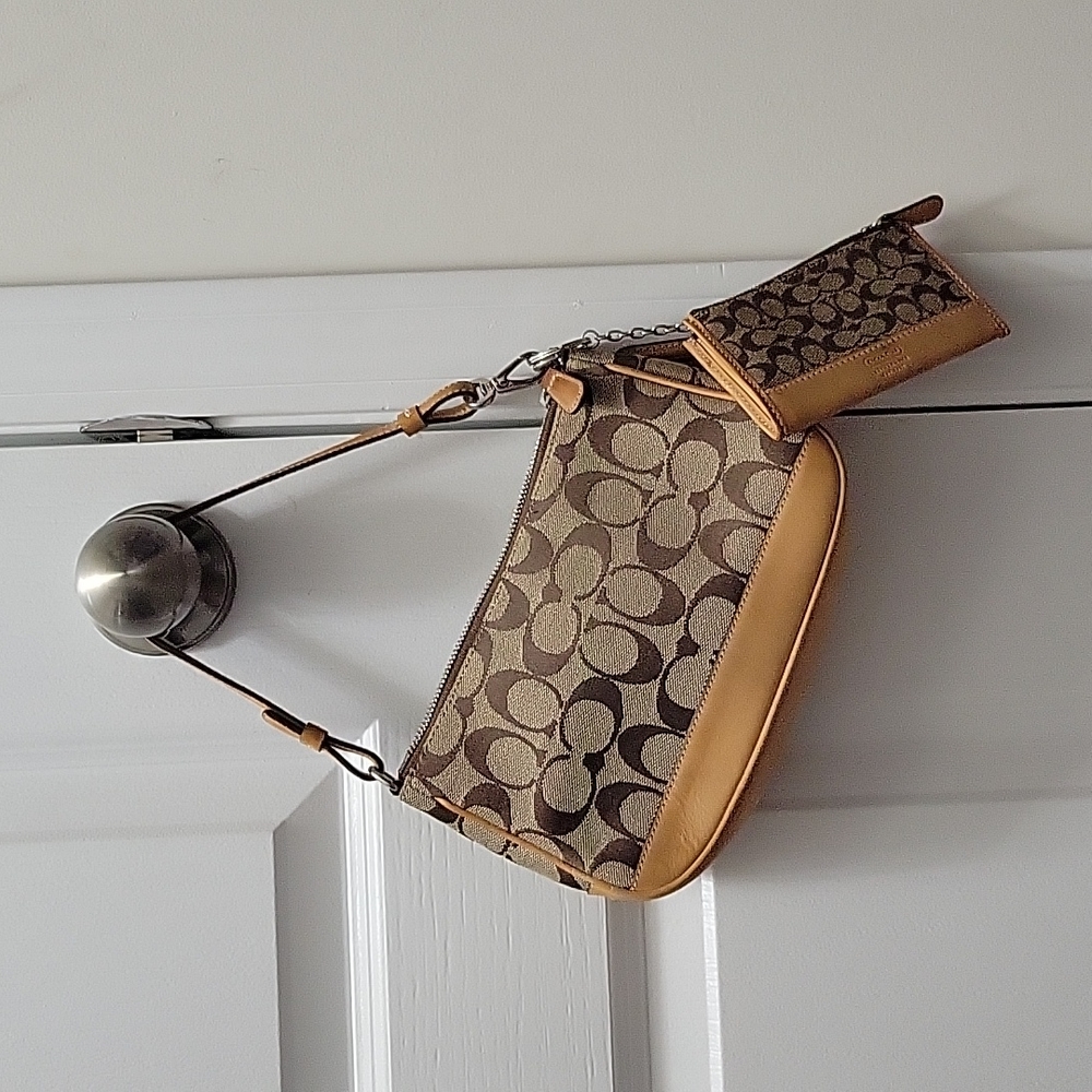 Brown Coach Demi Bag with matching coinlet